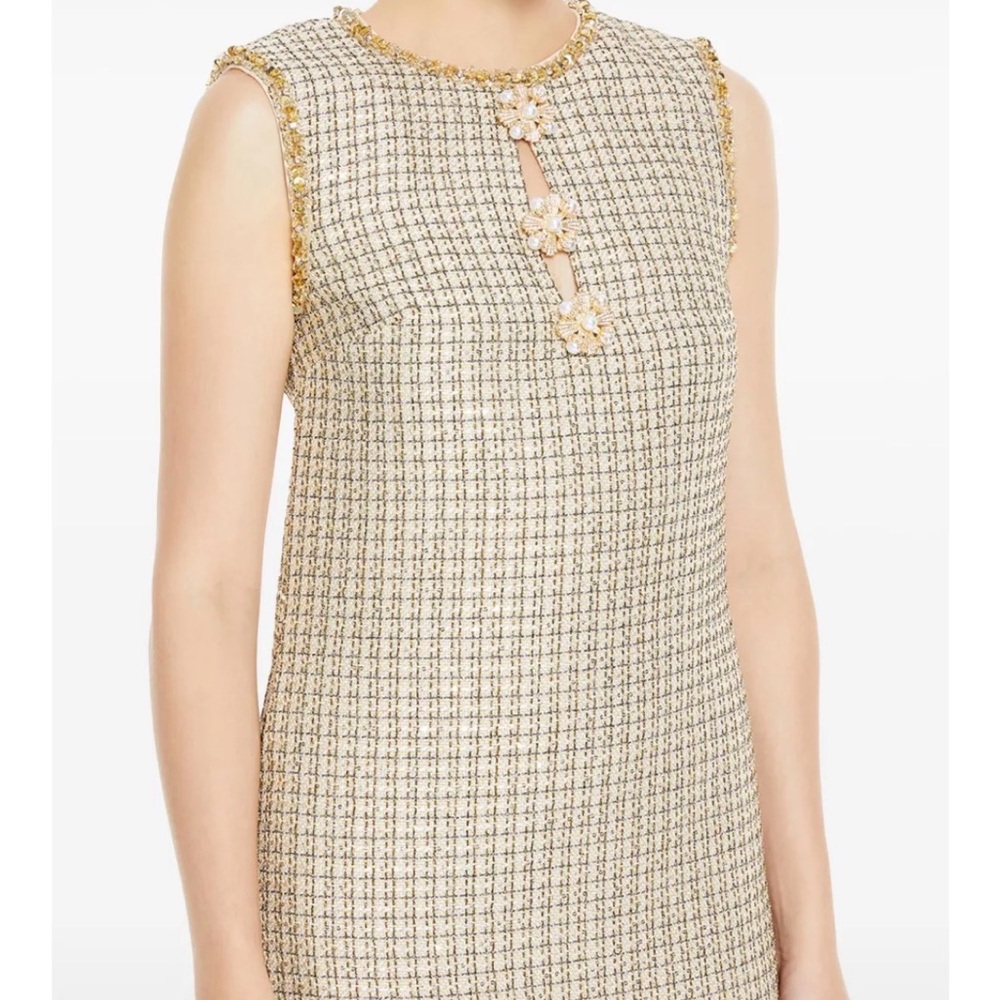 Self-Portrait Gold Embellished Mini Dress